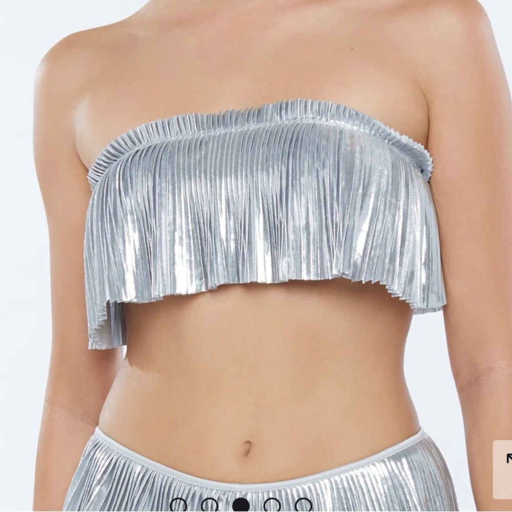 Savage X Fenty Silver Pleated Bandeau